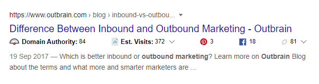 SERP inbound vs outbound marketing title from Outbrain