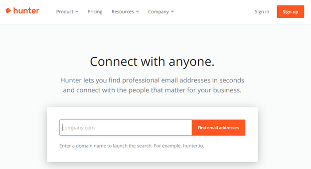 email finder tool - hunter.io 