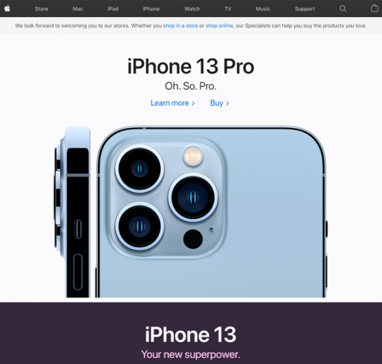 best website design example - Apple
