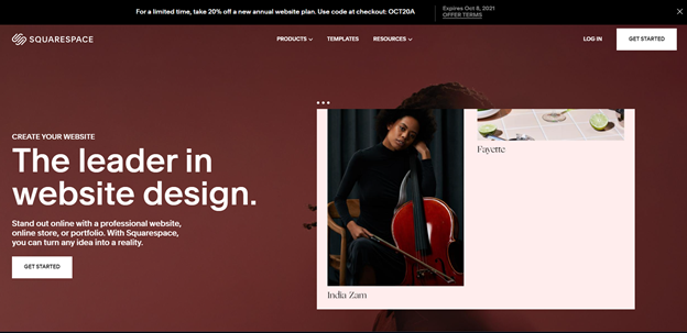 best website design example - Squarespace