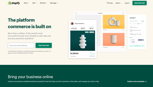 best website design examples - Shopify