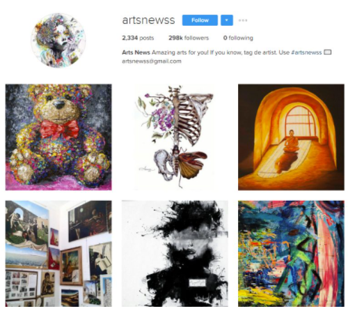 Artsnewss instagram page