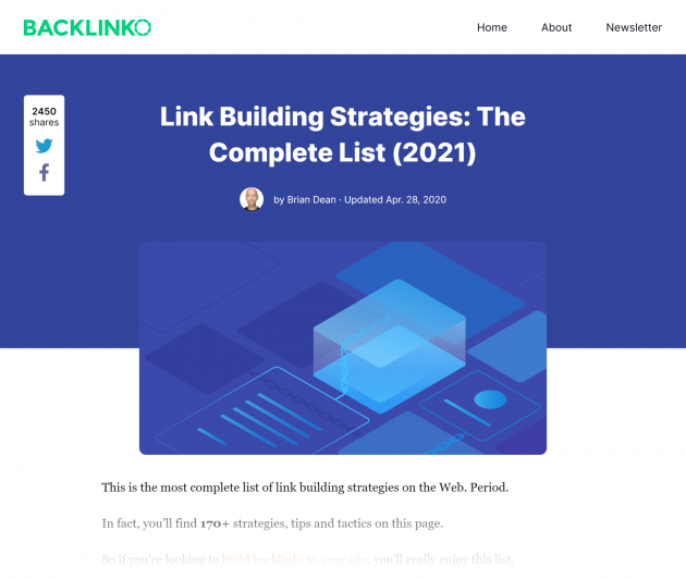 Backlinko's roundup post example