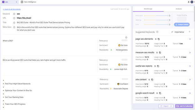 B2B marketing strategy - Use BiQ's Content Intelligence to create relevant and SEO-friendly content