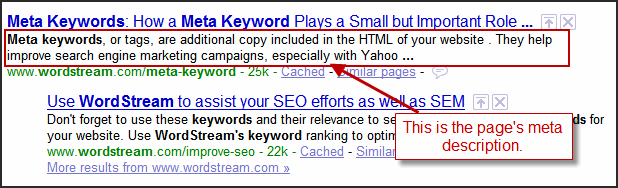 HTML SEO meta description example