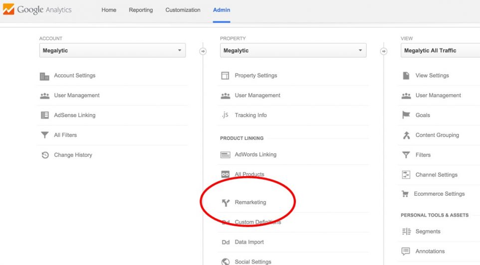 google remarketing - select remarketing keywords from google analytics